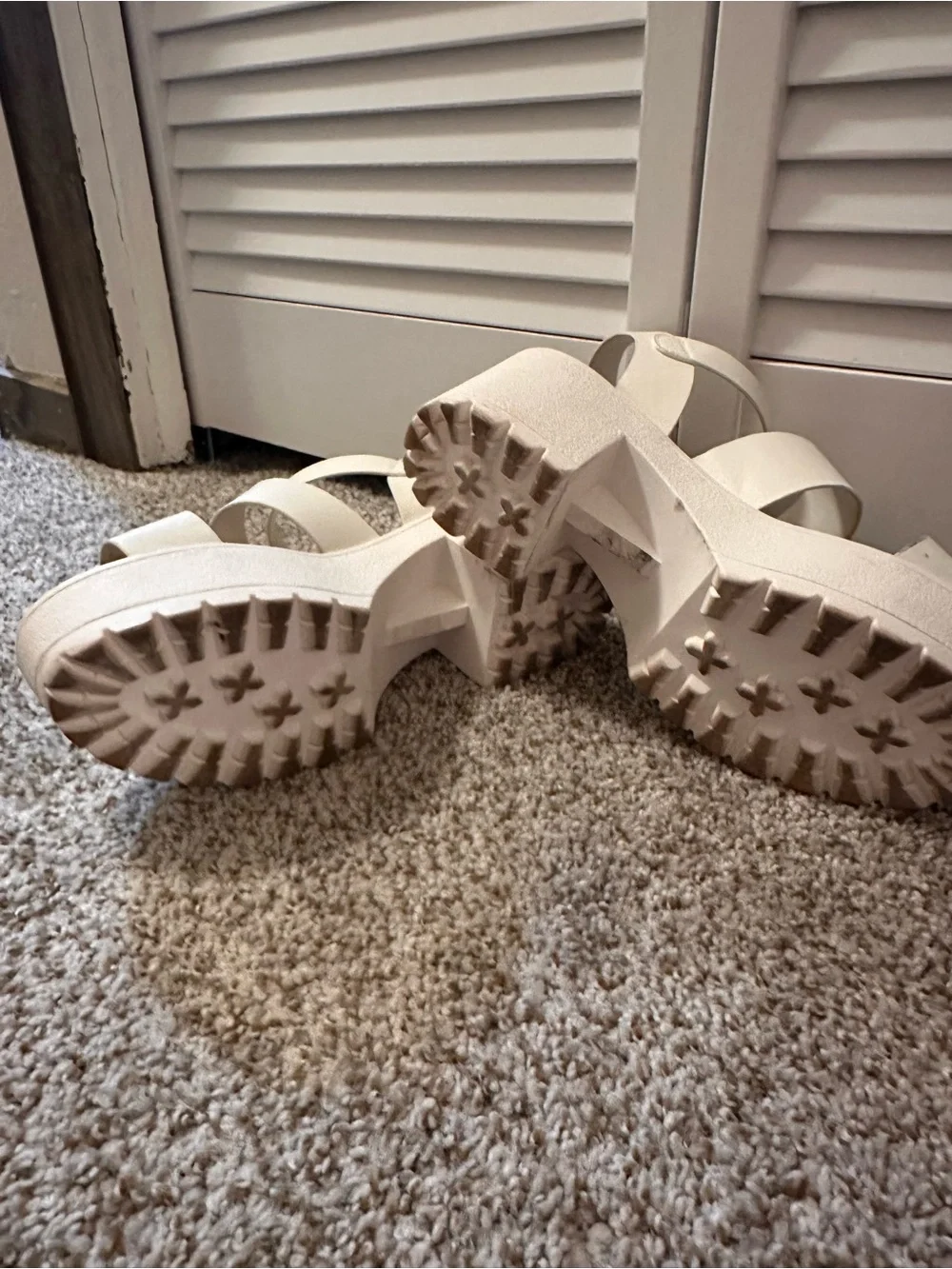Soda White Chunky Platform Strappy Sandals